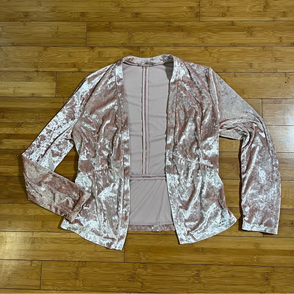 Tart Collections Ballet Pink Crushed Velvet Open Cardigan Top
